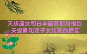 天蝎座女和白羊座男配对指数 天蝎男和双子女绝配的原因